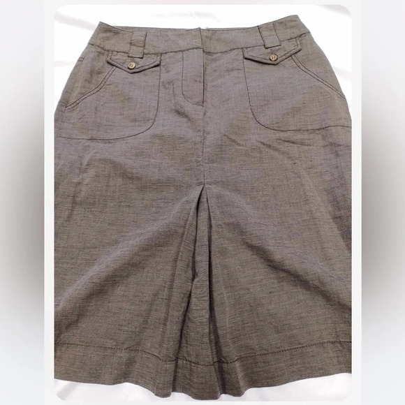 Casual Bandolera Linen Blend Grey Midi  Skirt Size 40 - Picture 10 of 10